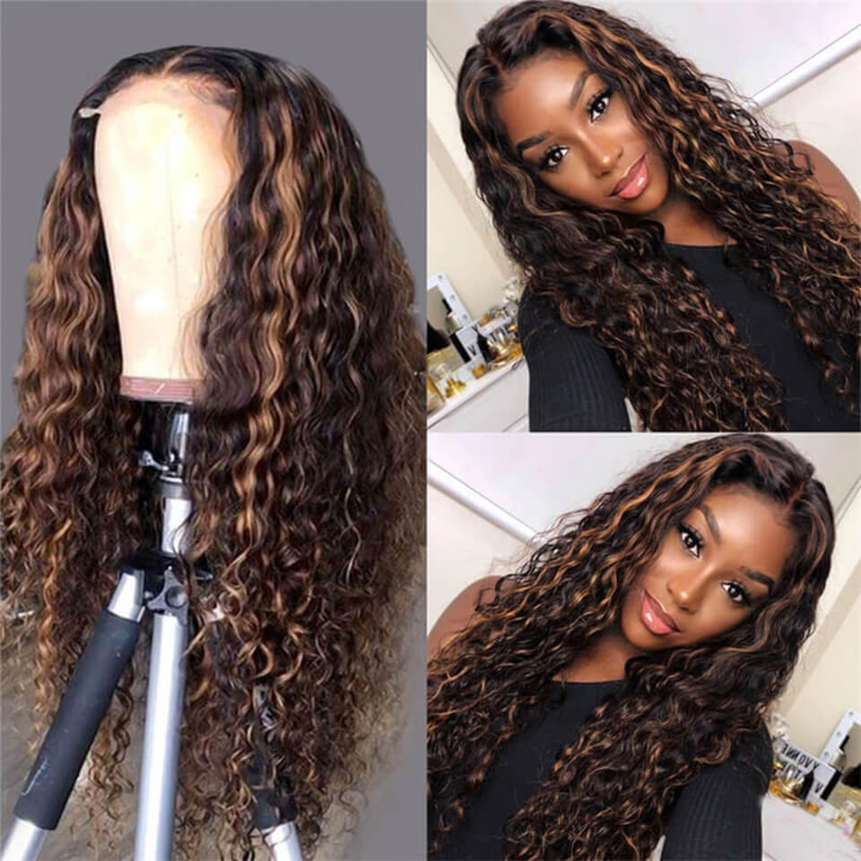 highlight water wave lace front wigs