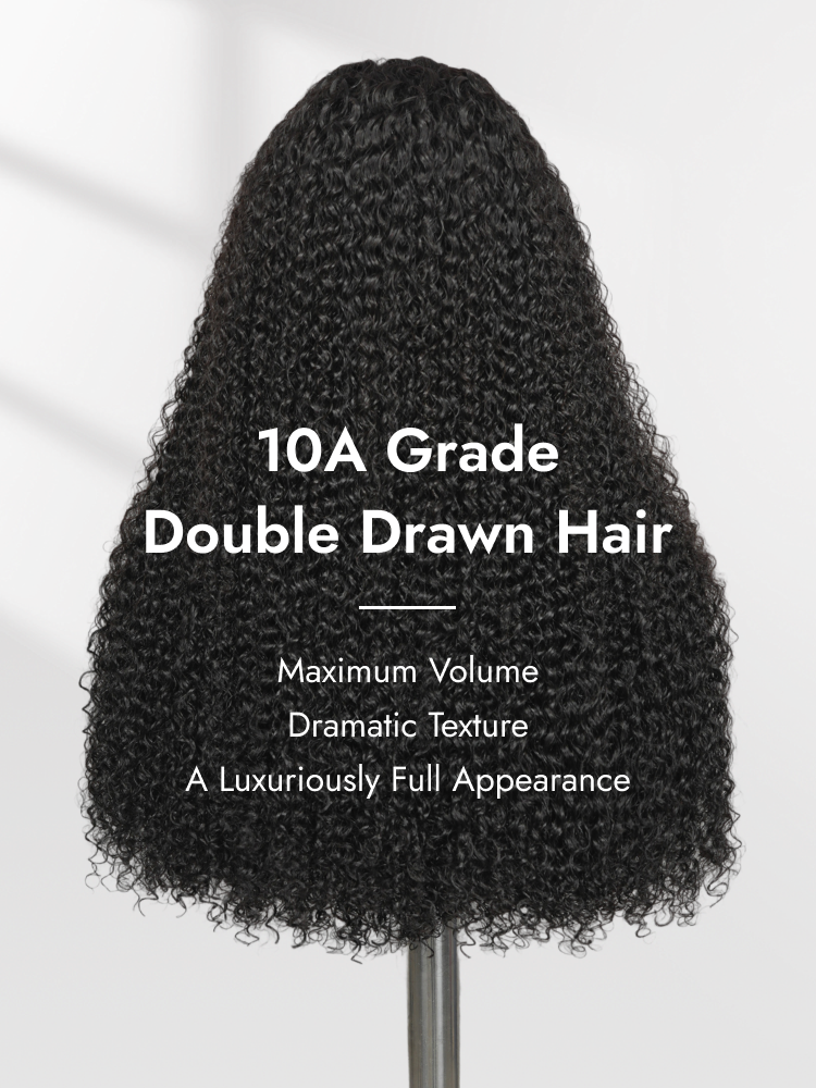 10A grade curly double drawn hair wig