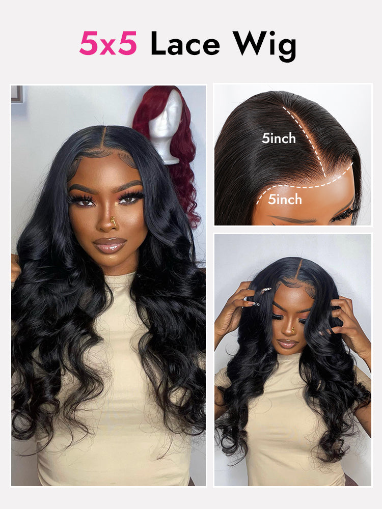 5x5 lace body wave natural wig