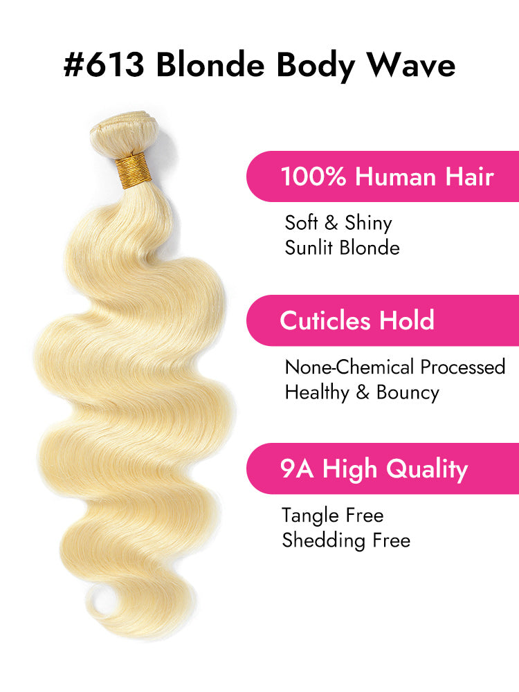 613 blonde body wave human hair weave