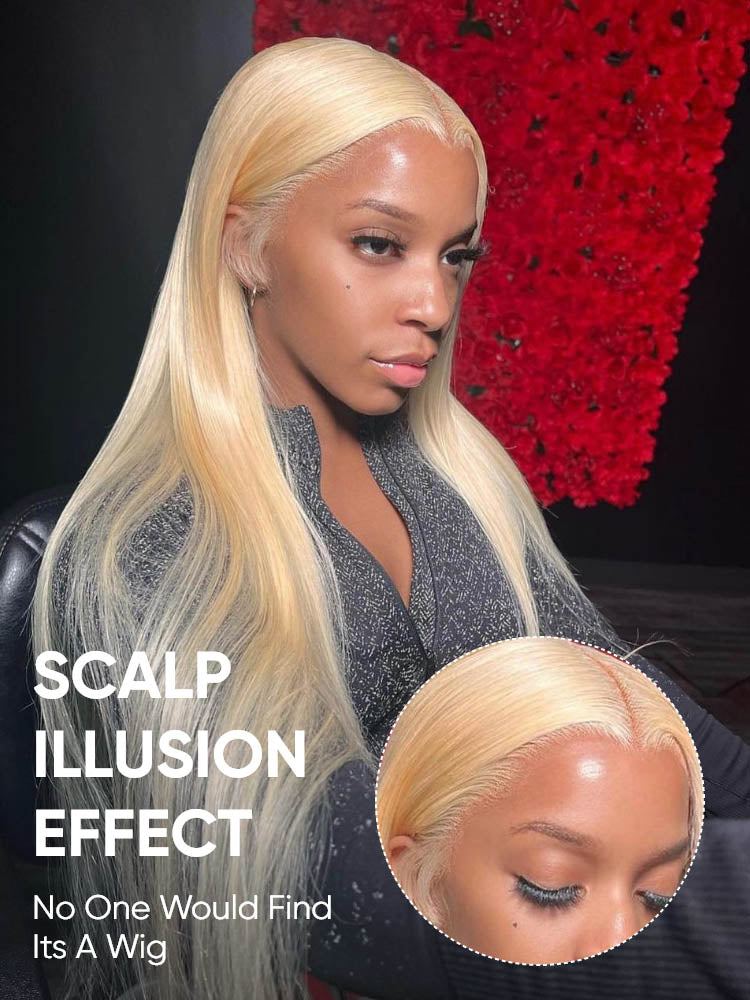 613 blonde straight invisible HD wig