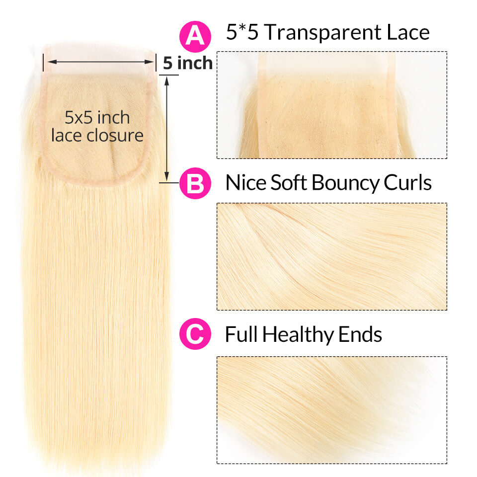 613 Blonde Hair Bundles With Closure