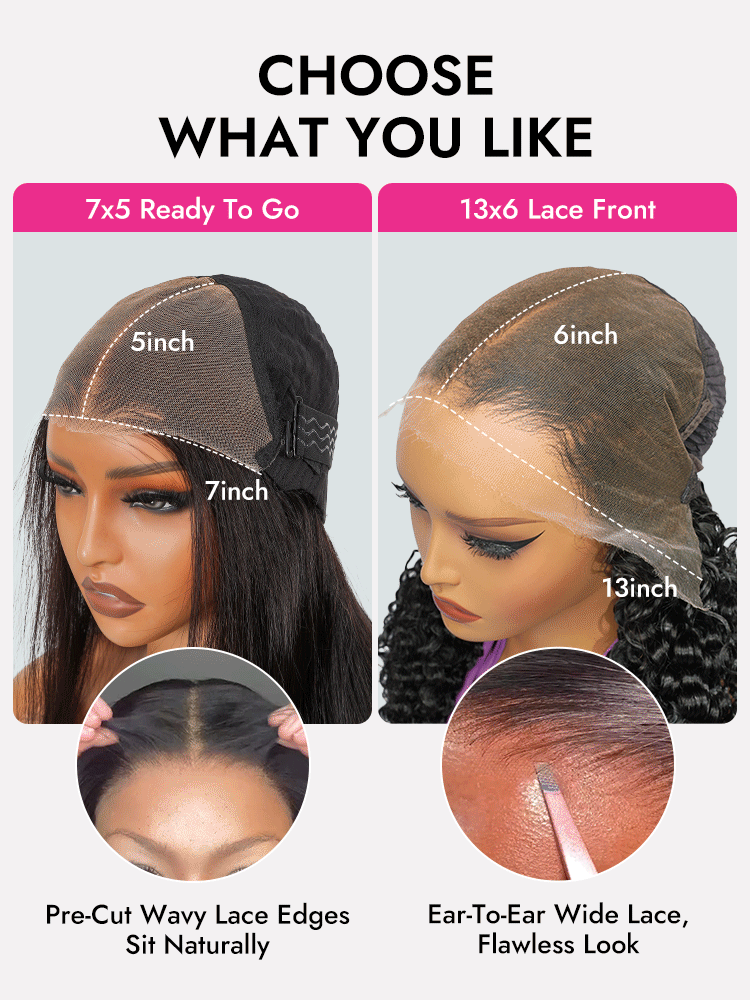 7x5 lace and 13x6 Lace wig cap