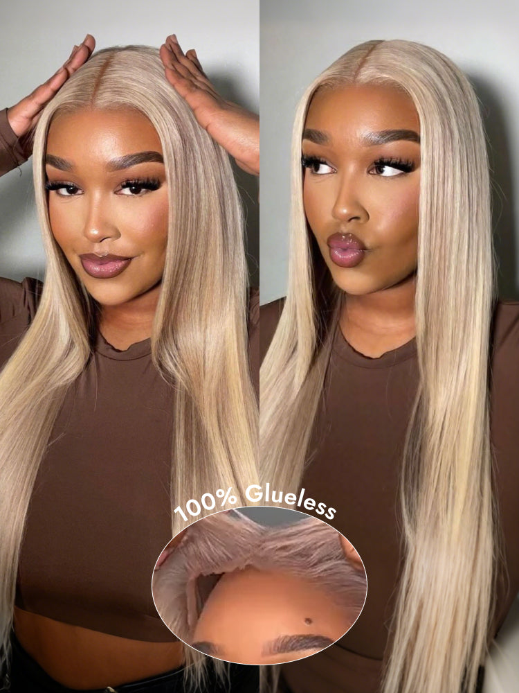 Gluless light blonde hair wig