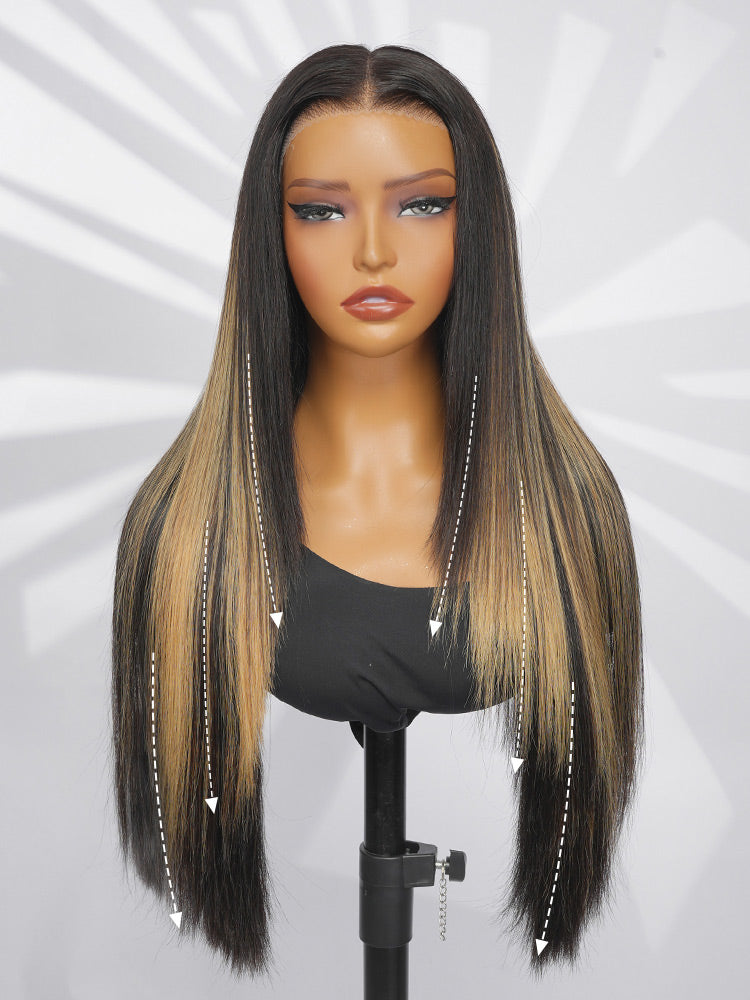 balayage layered straight hair wig
