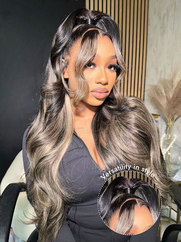 black and blonde highlight wigs