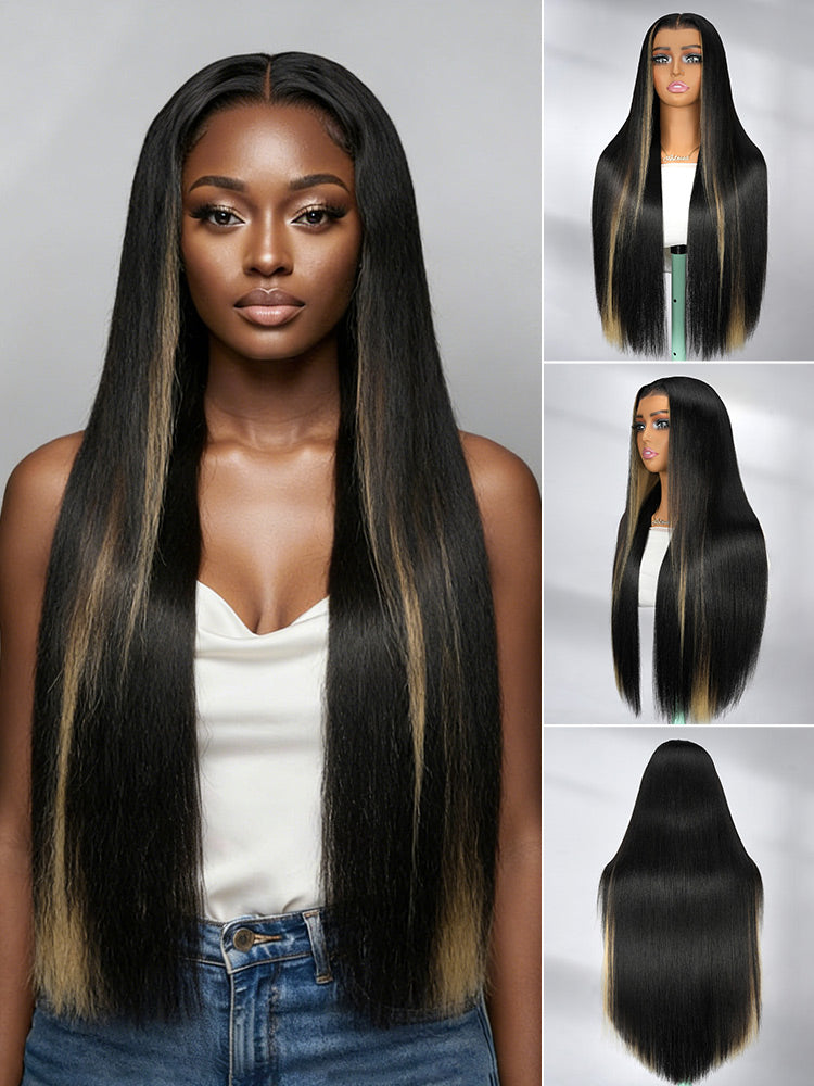 black hair peekaboo highlights