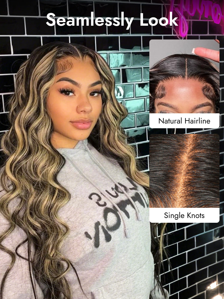 black wig with 613 blonde highlights