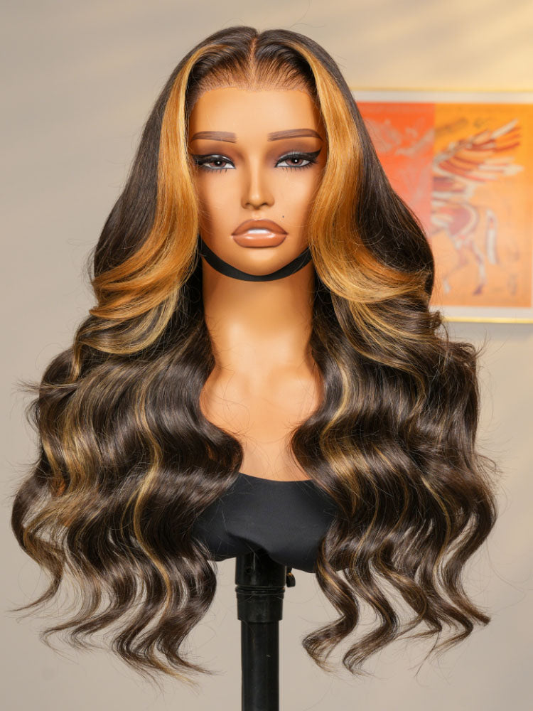 black with blonde money piece