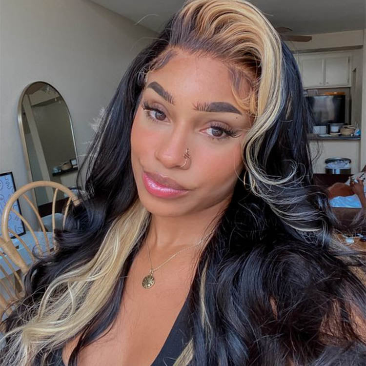 black wig with 613 blonde highlights