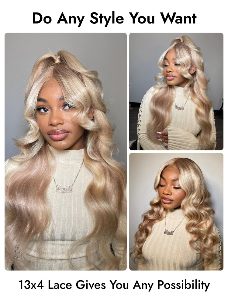 blonde highlight 13x4 Lace frontal wig