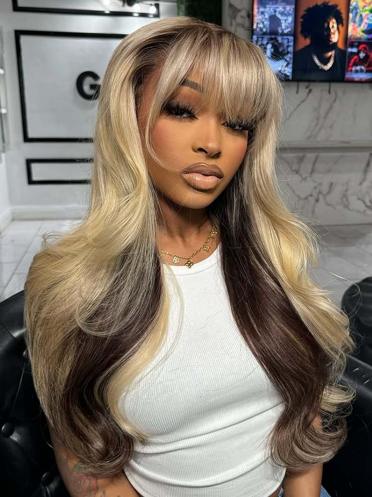 blonde wig with fringe