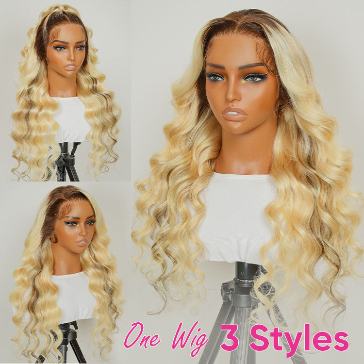 blonde wig with dark roots human hair