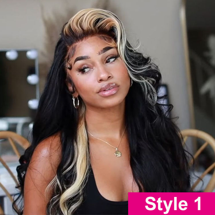 blonde skunk stripe hair style 1