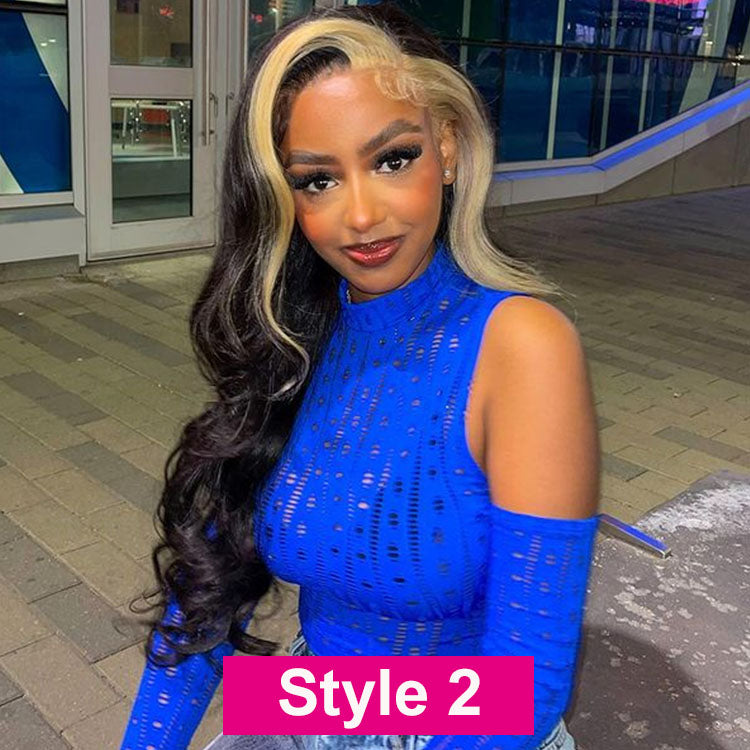 blonde skunk stripe hair style 2