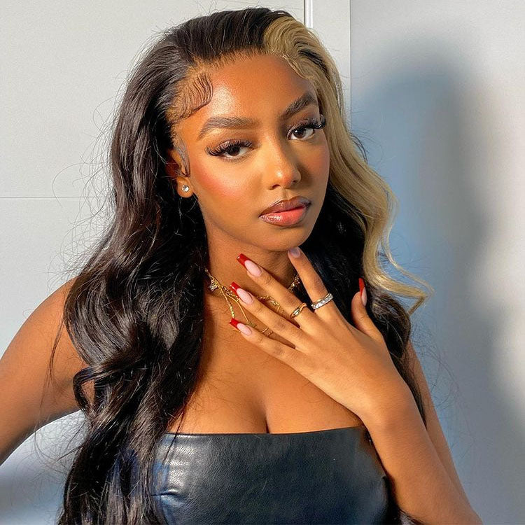 613 blonde highlights skunk stripe wigs