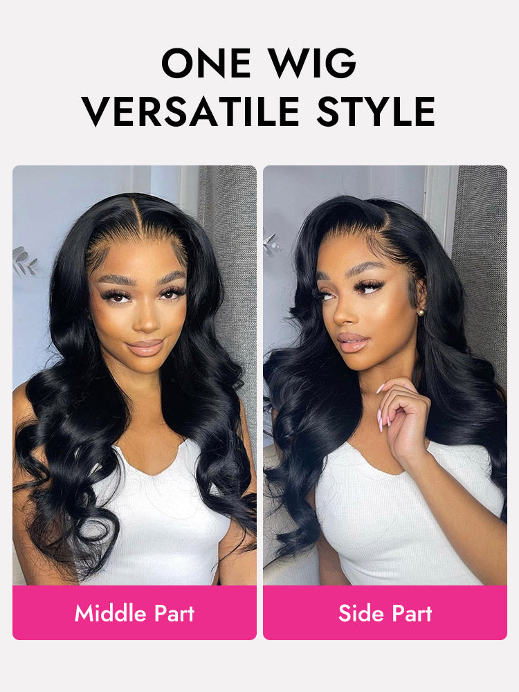 body wave 5x9 HD lace wig with versatile style