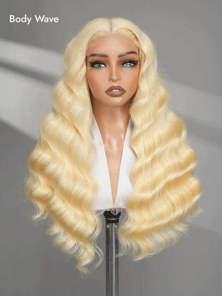 body wave blonde double drawn wig