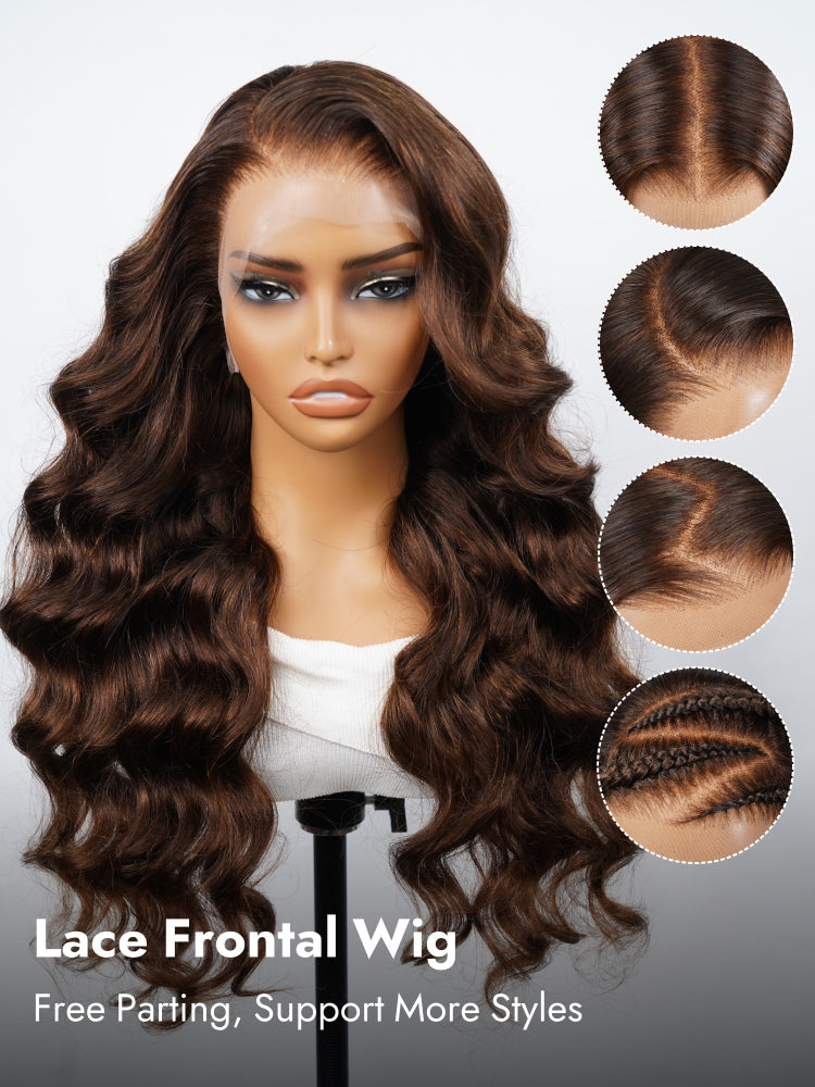 body wave chotolate brown lace frontal wig