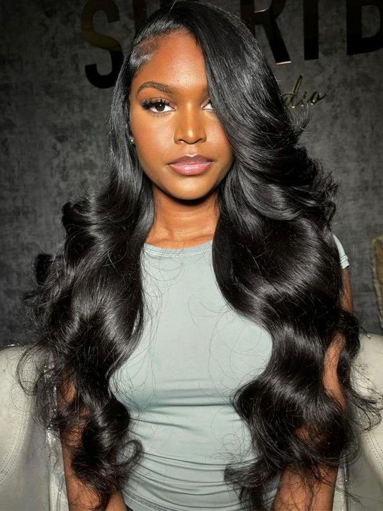 body wave half wig clip in