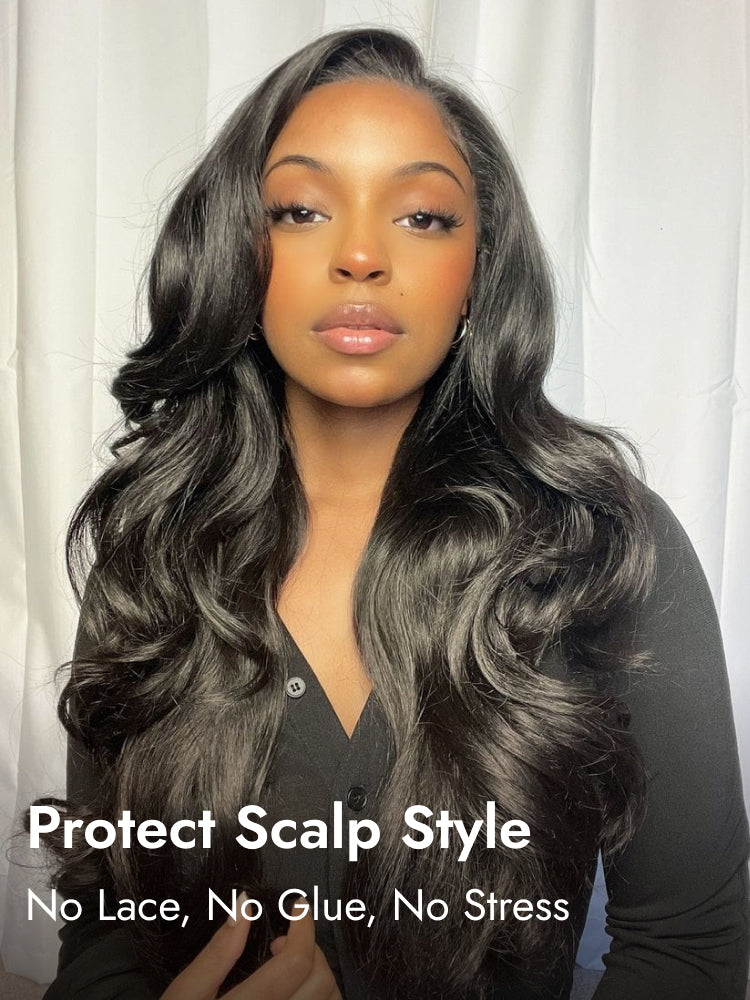 body wave half wig with no lace