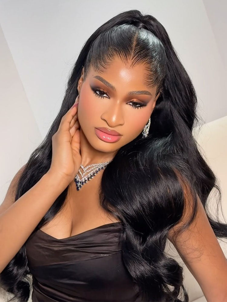 body wave HD lace wig with widows peak hairline