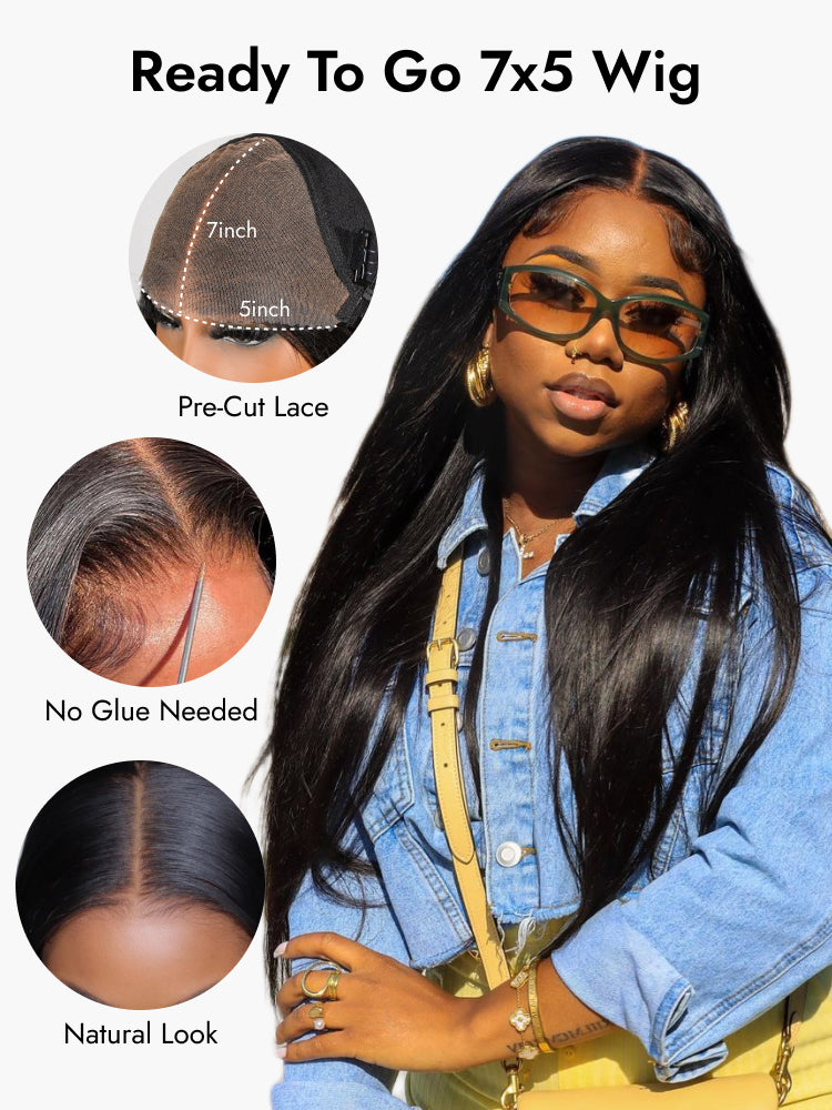 bone straight closure ready to go wig