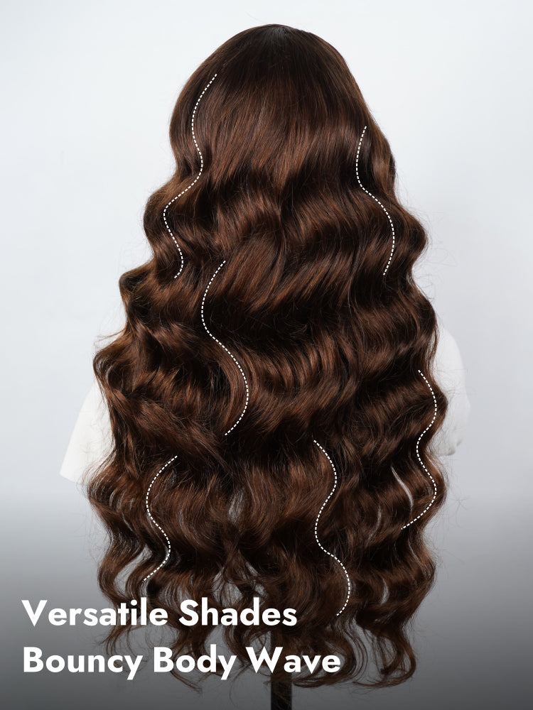 bouncy brown color body wave wig