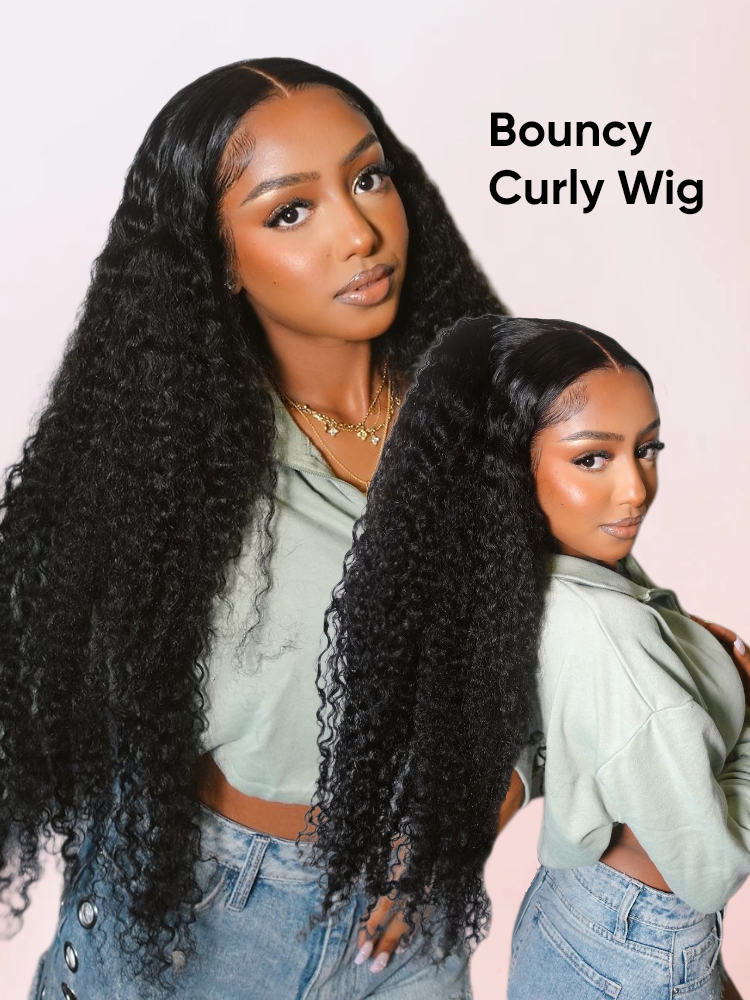 bouncy curly HD lace front wig