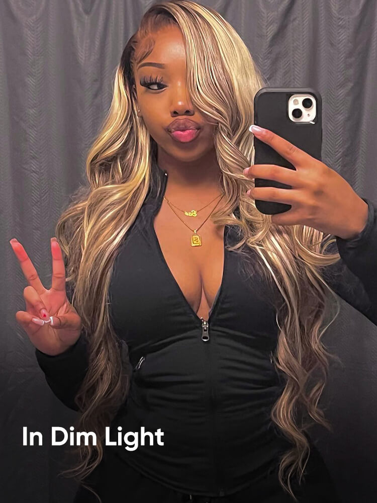 P4/613 brown wig with blonde highlights