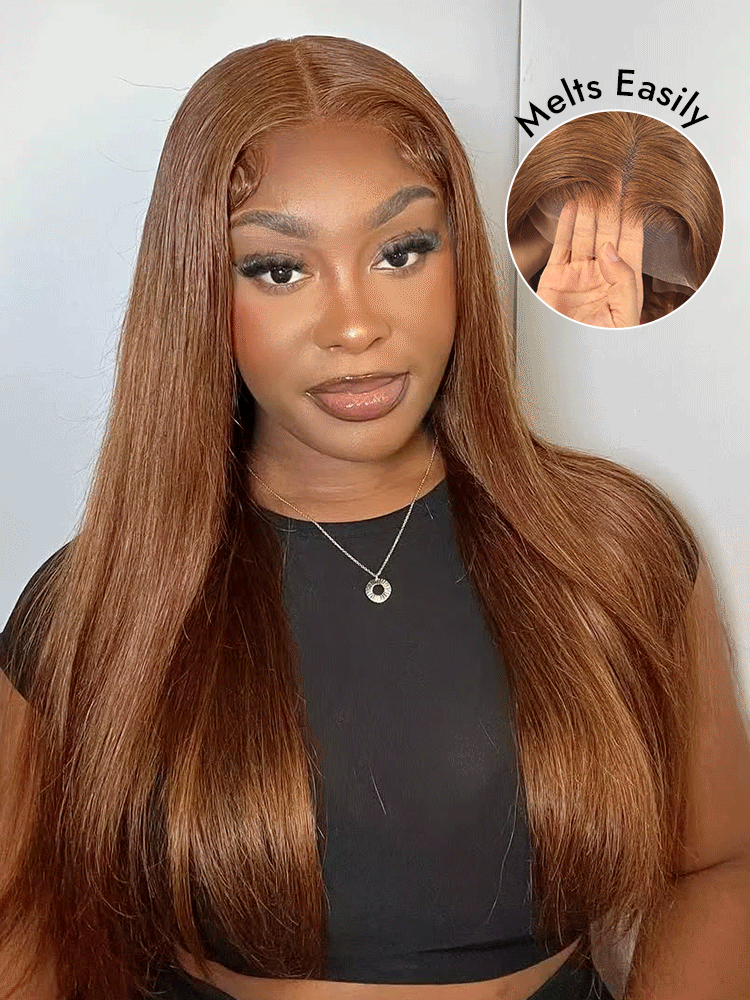 chestnut color straight lace wig melts easily