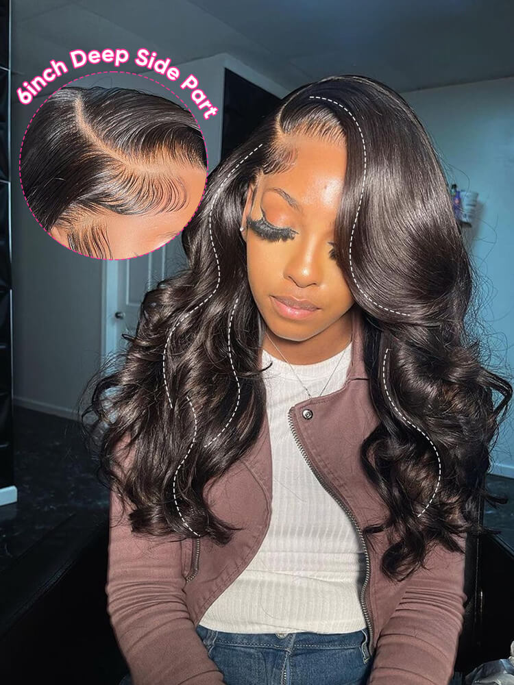 deep side part layered wig