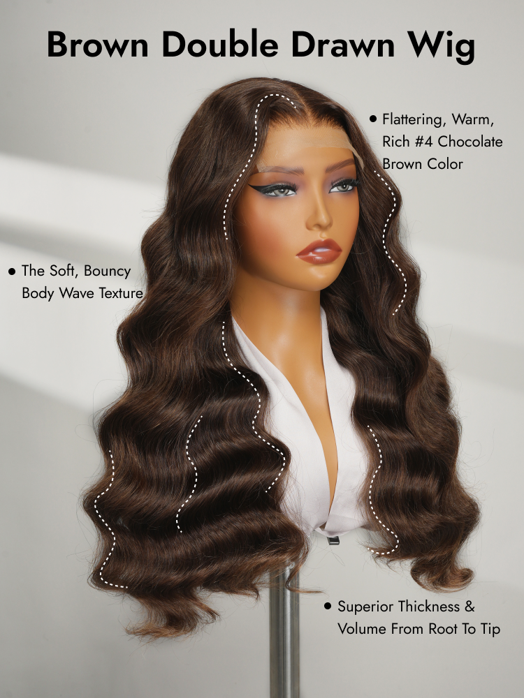 double drawn brown body wave hair