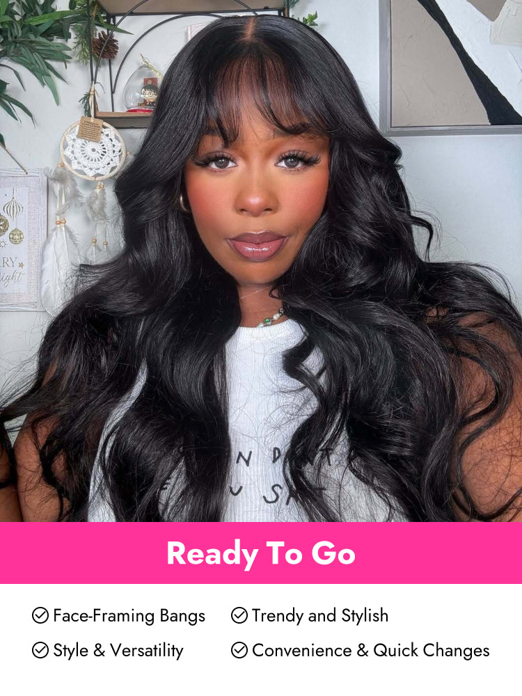 glueless wig with bangs