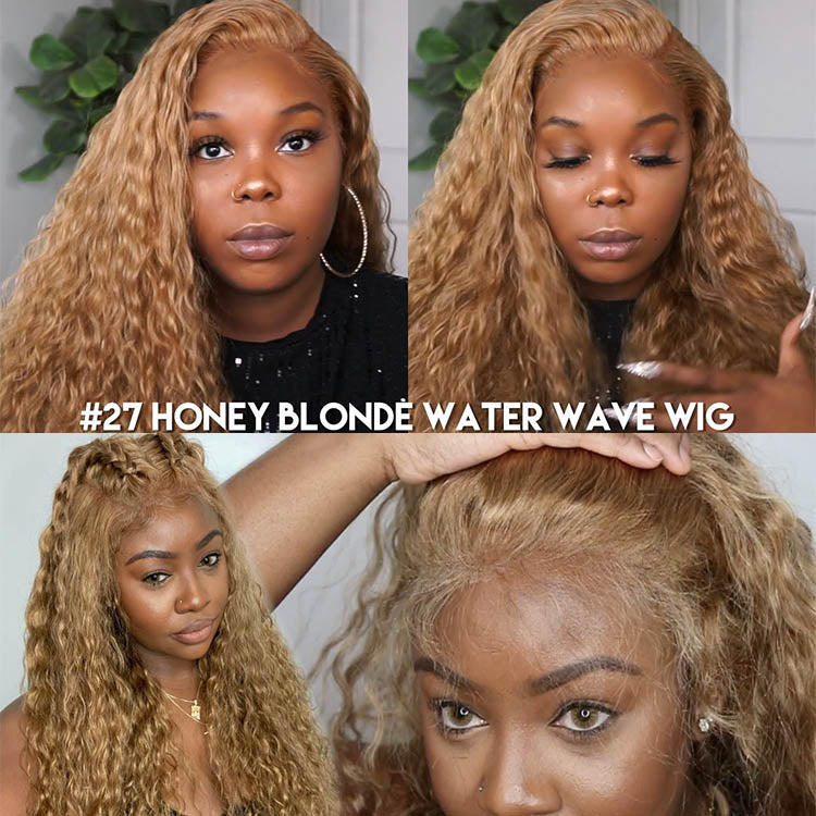 #27 honey blonde water wave wigs