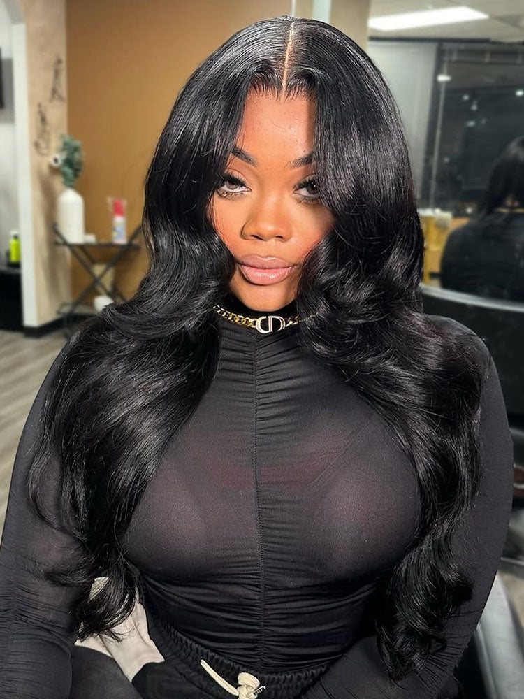 layered wavy hair with bangs