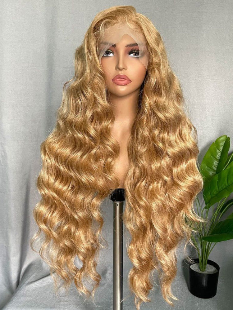 long honey blonde body wave wigs