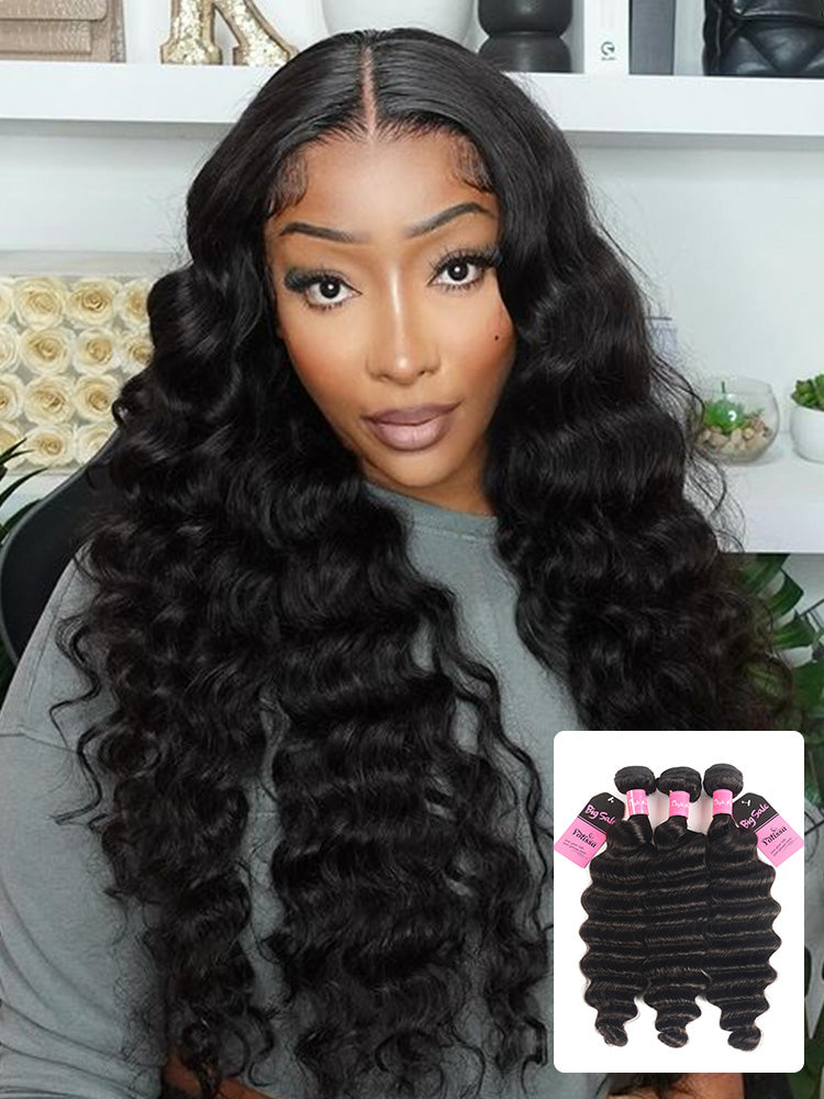 loose deep 3pcs human hair bundles