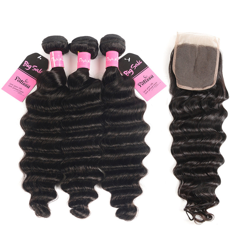 Brazilian Hair 3 Bundles with closure