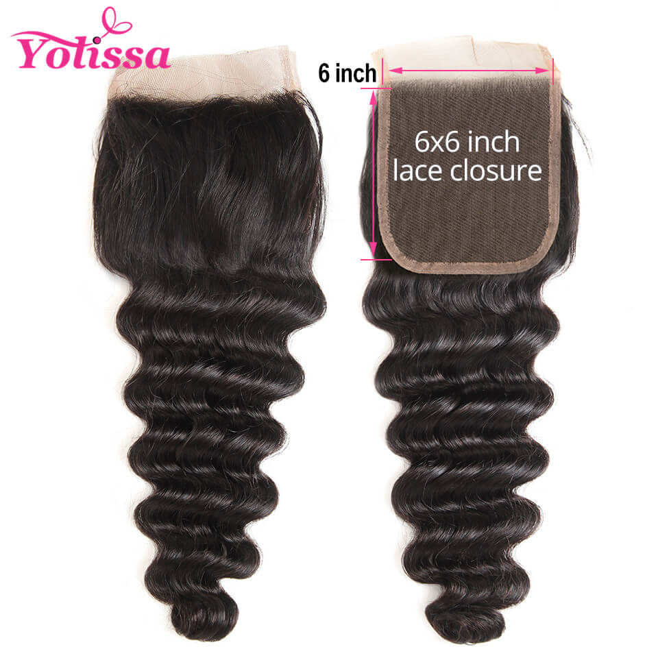 loose deep wave 3 bundles with closure 6*6
