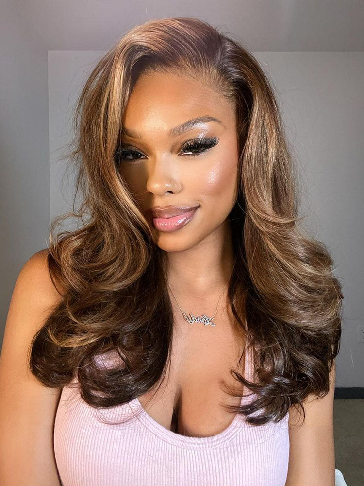 medium length highlighted hair