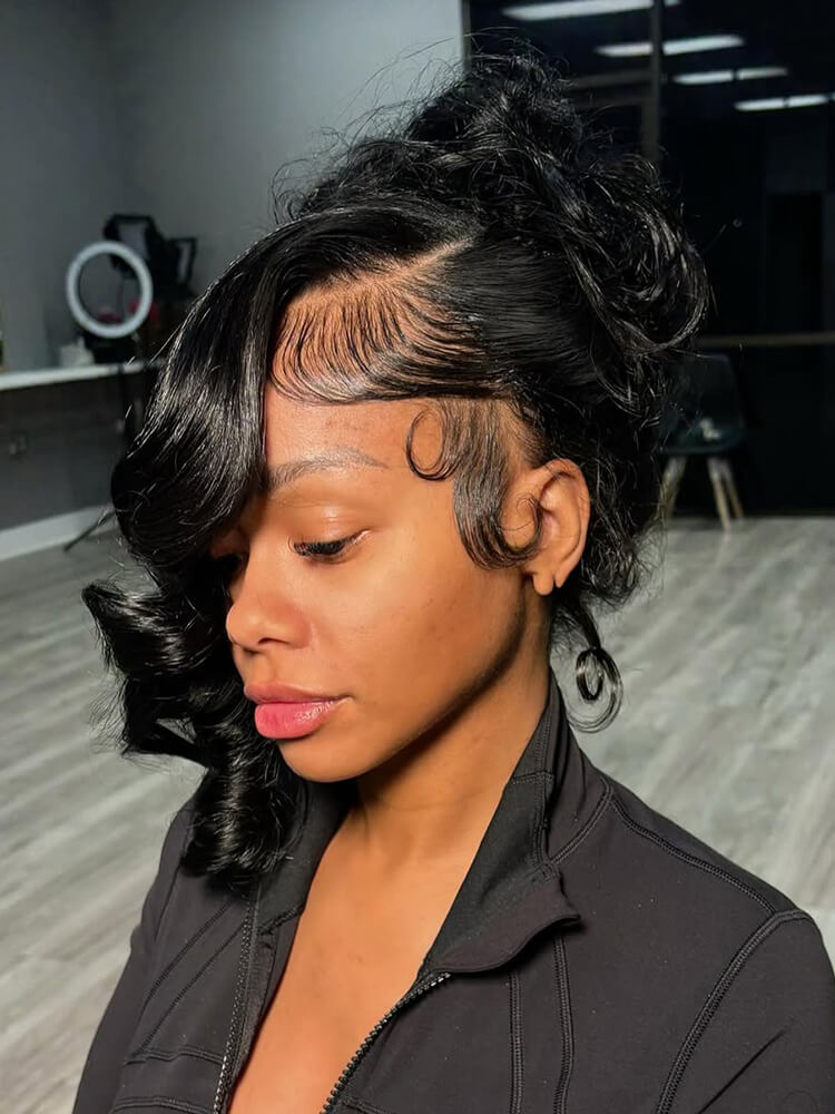 messy bun with side bang wig