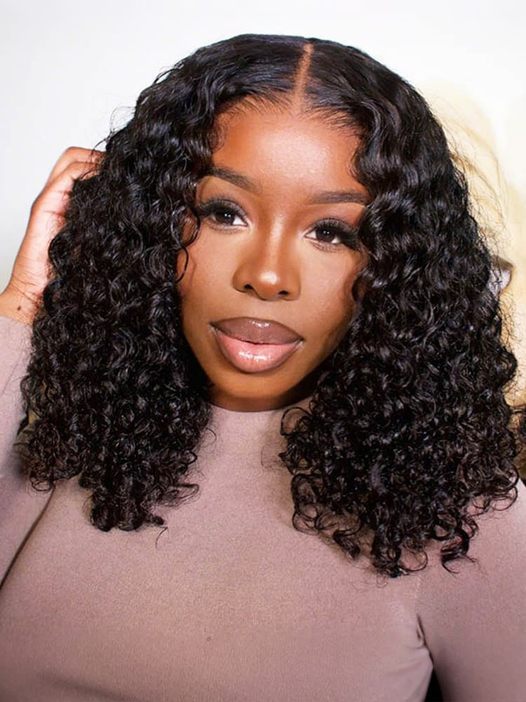 middle part water wave bob wig
