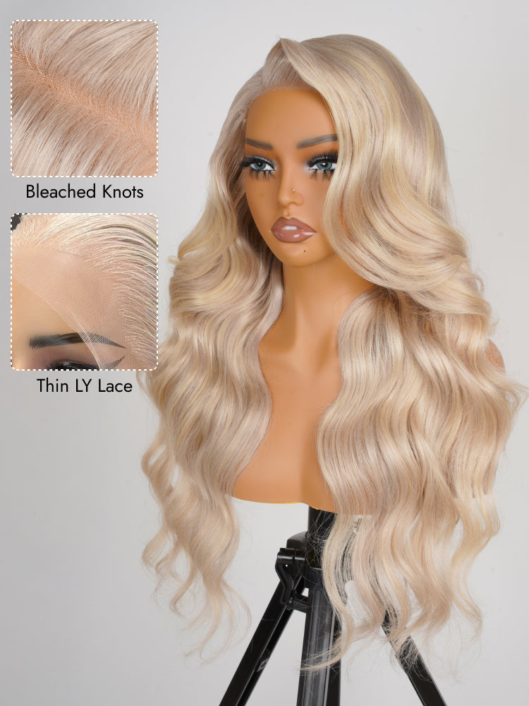natural body wave blonde highlights wig