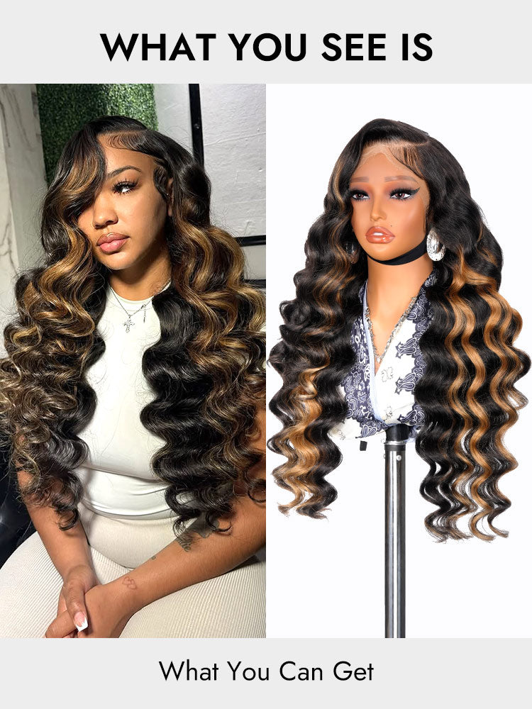 natural highlight loose wave wig