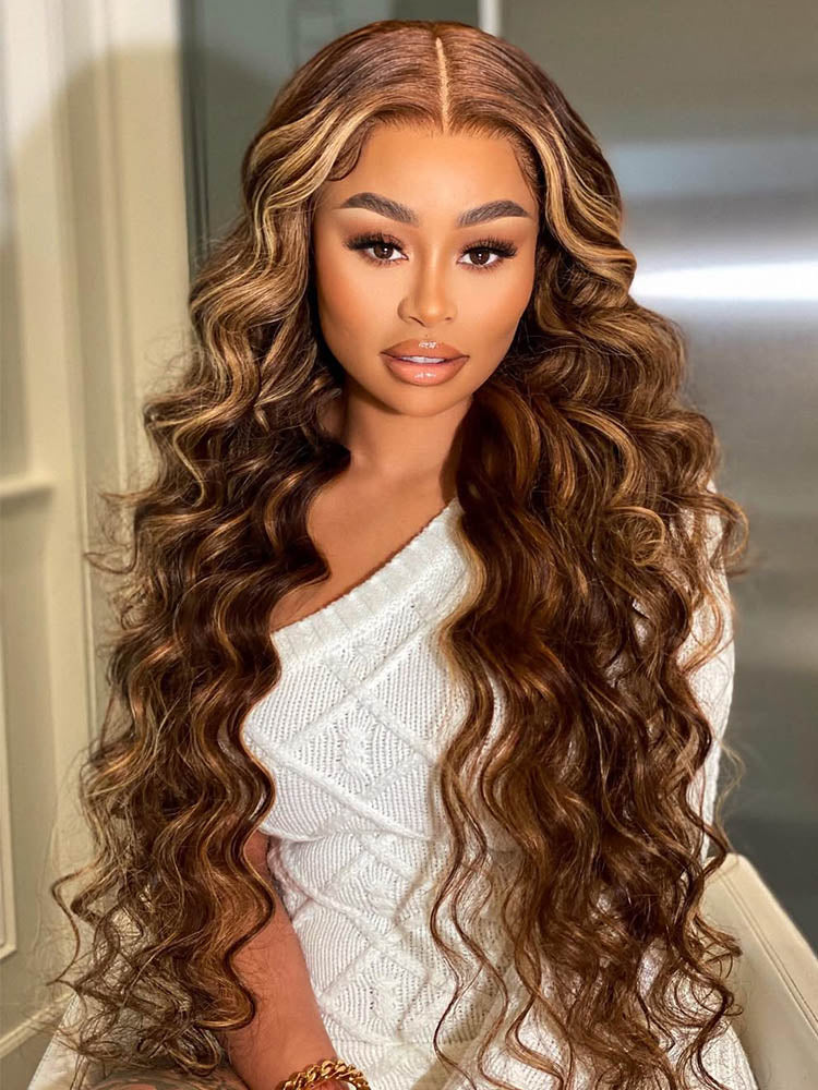 honey blonde highlights on brown wigs