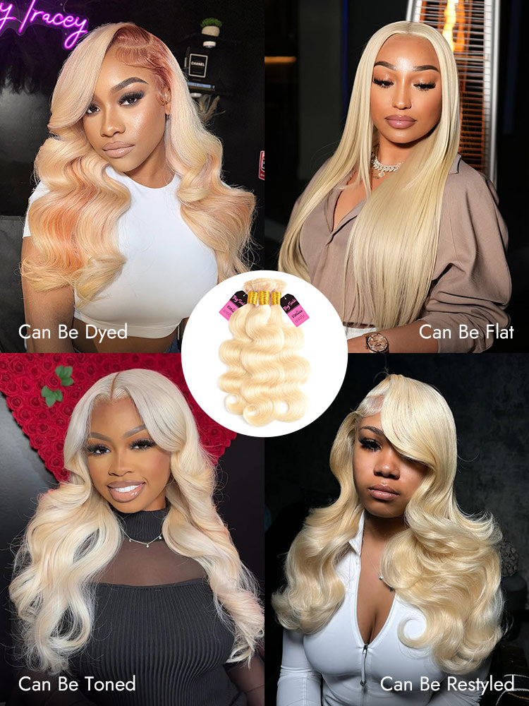 platinum blonde body wave human hair weave