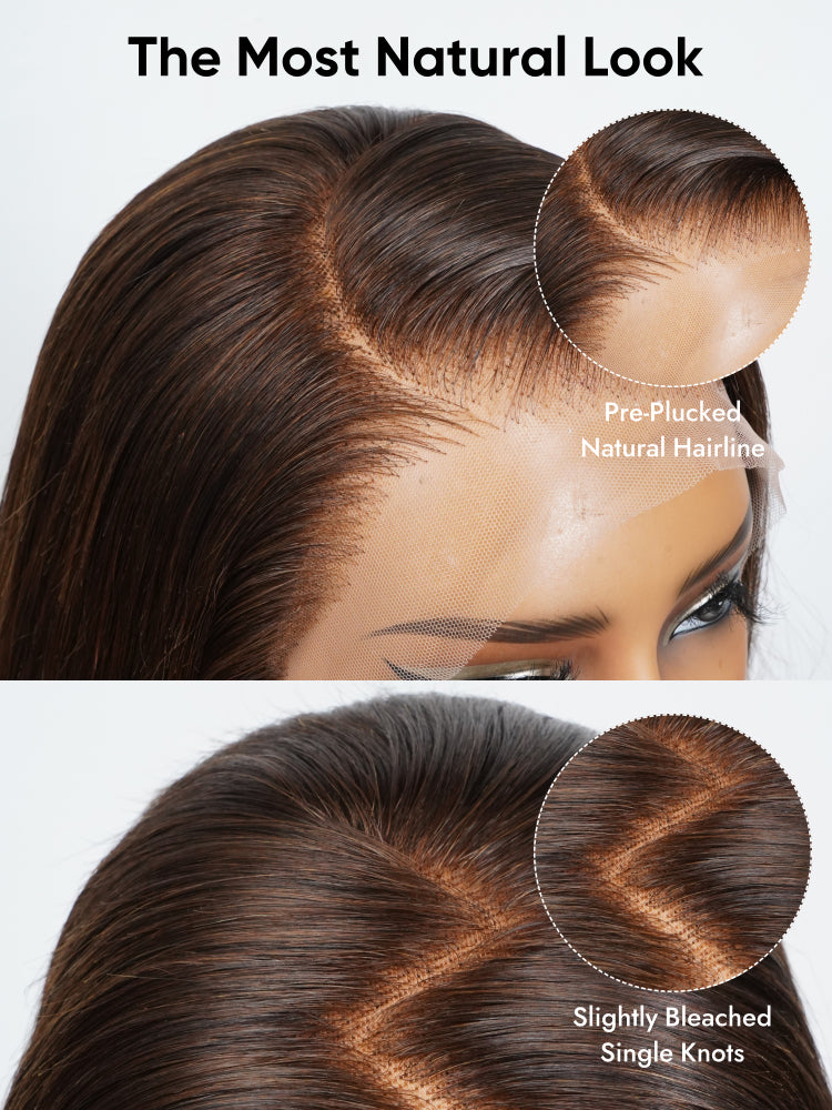 pre plucked straight brown wig