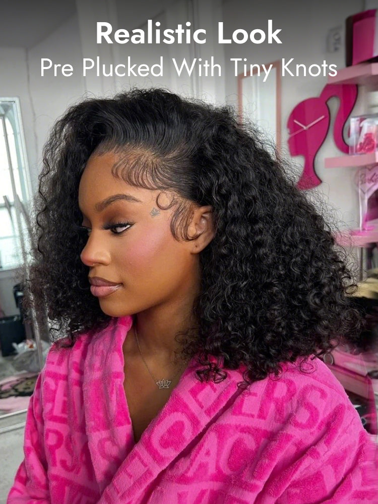 pre plucked water wave bob wig