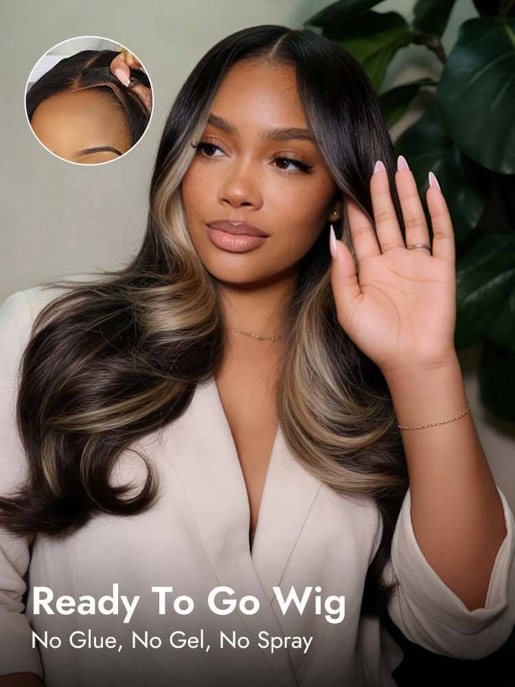 ready to wear glueless layered highlights wig